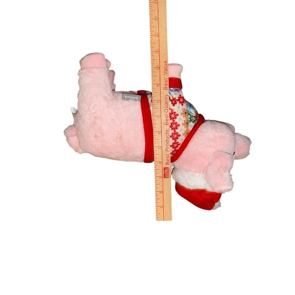 Hallmark Gund Plush Pink Pig Santa Hat Fair Isle Sweater 12in‎ Christmas tested